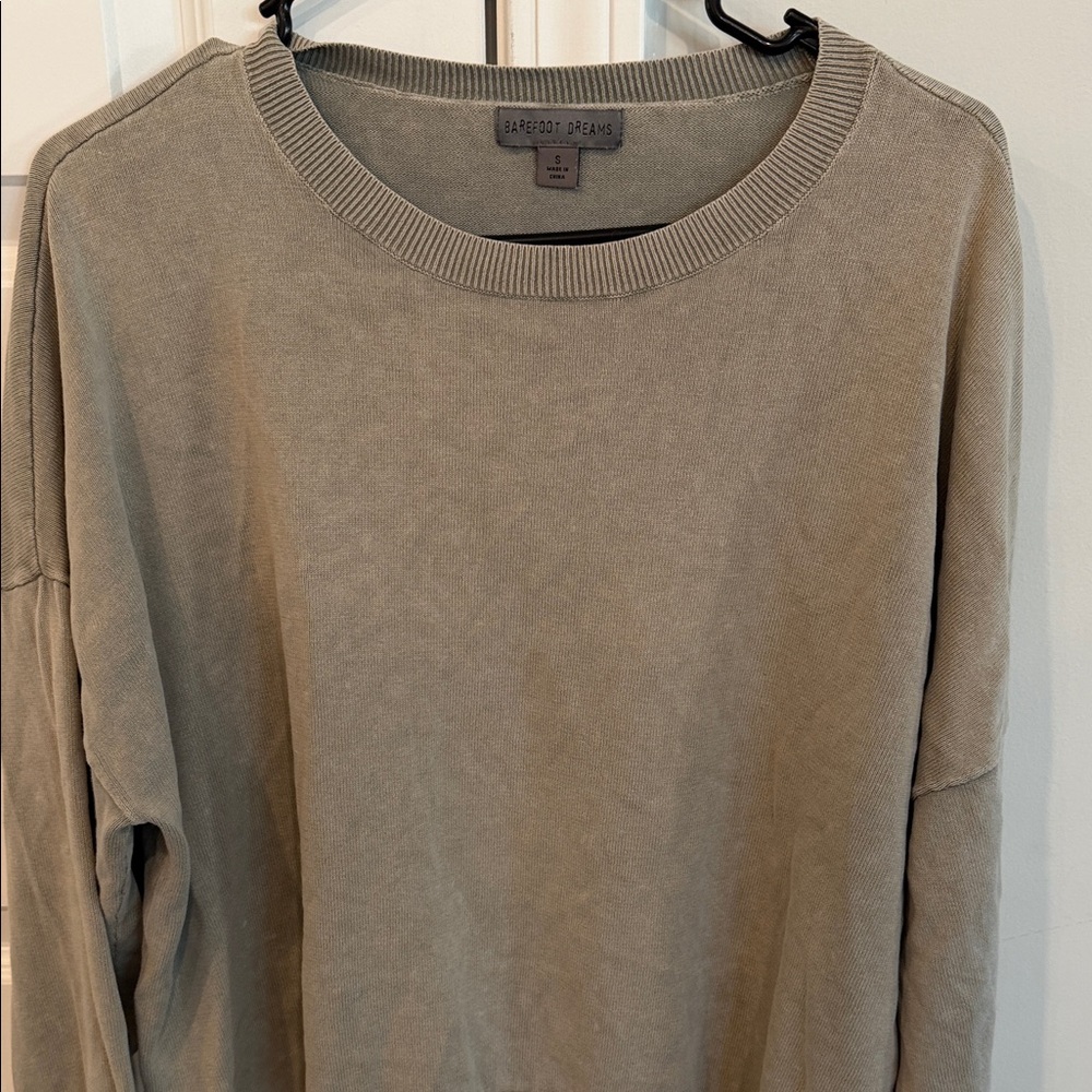 BAREFOOT DREAMS Sunbleached Crewneck Pullover In Beach Rock, size S - Picture 2 of 5